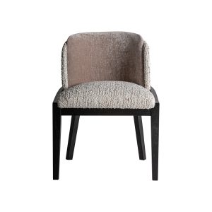 Silla Erbach de estilo art deco fabricado en madera de caucho en color negro combinado con algodón en color marrón y espuma.