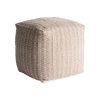 Puff kirho en color beige de estilo shabby chic. Fabricado en pet.