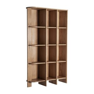 Estanteria nara de estilo contemporáneo fabricado en madera roble en color marrón en color beige. Producto desmontable.