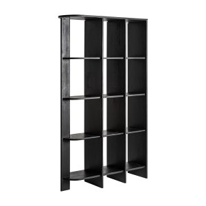 Estanteria nara de estilo contemporáneo fabricado en madera de mango en color negra combinado con mármol. Producto desmontable.