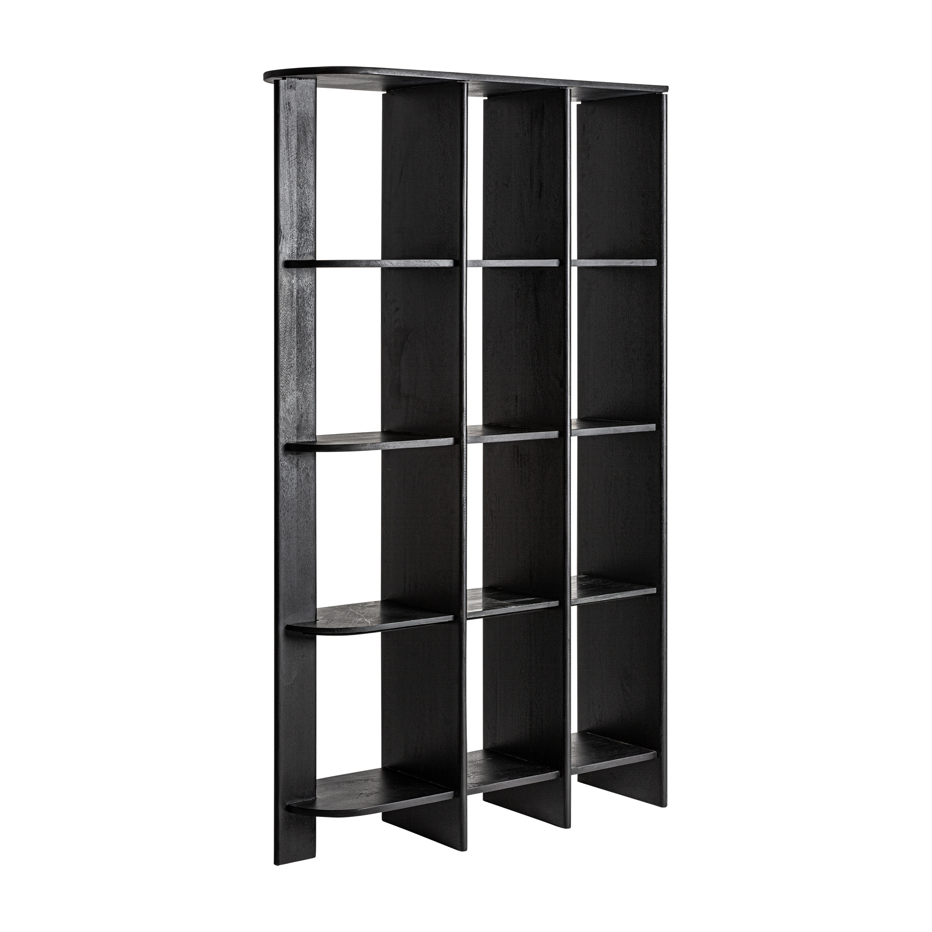 Estanteria nara de estilo contemporáneo fabricado en madera de mango en color negra combinado con mármol. Producto desmontable.