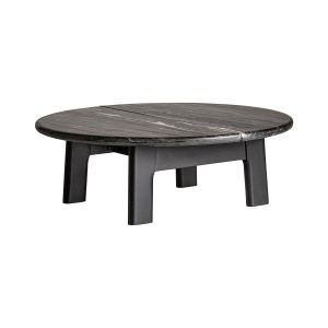 Mesa de centro nara de estilo contemporáneo fabricado en mármol en color negro combinado con madera de mango en color negro. Producto desmontable.