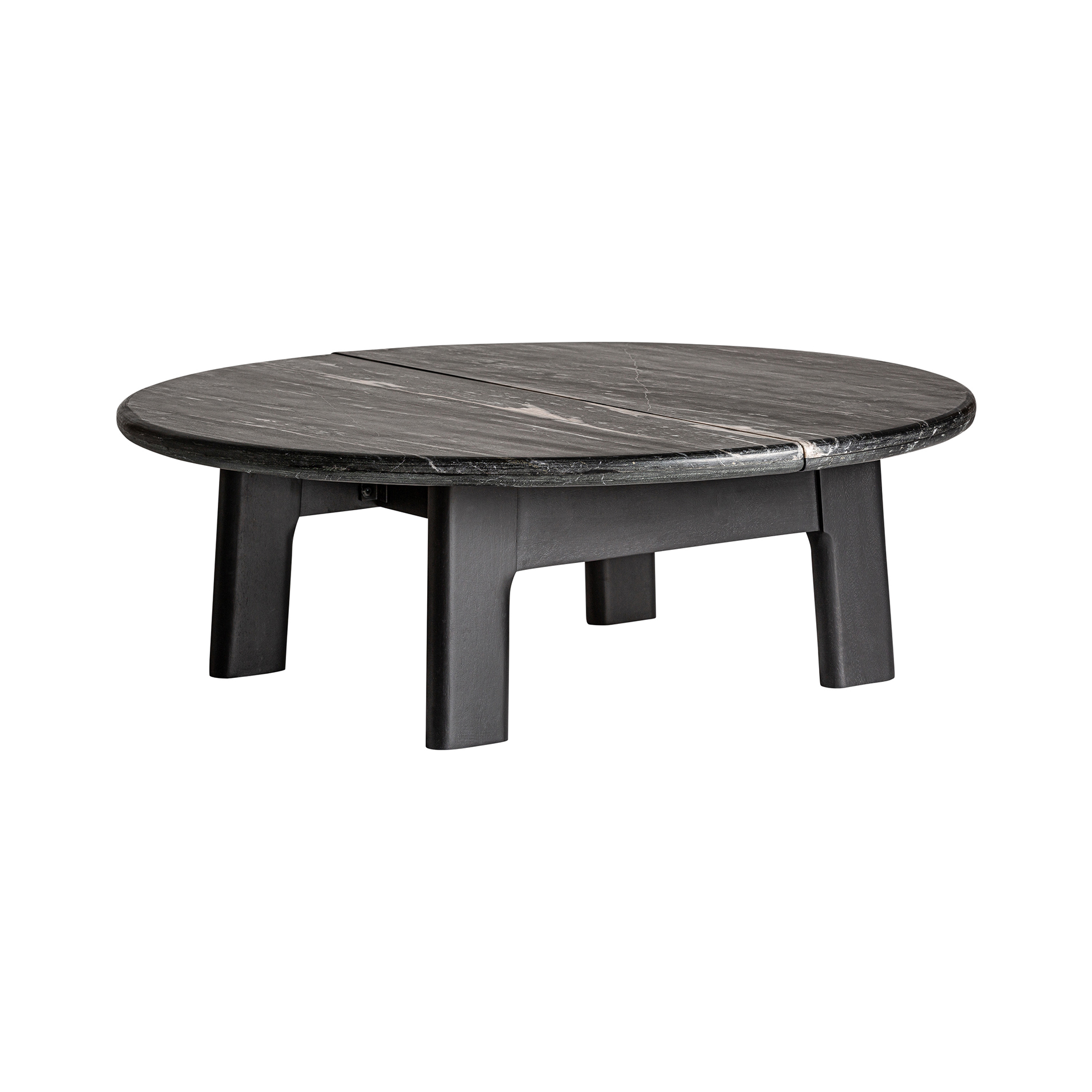 Mesa de centro nara de estilo contemporáneo fabricado en mármol en color negro combinado con madera de mango en color negro. Producto desmontable.