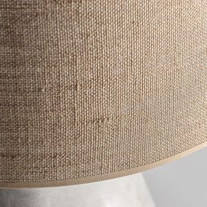 Lámpara de sobremesa Giulia de estilo contemporáneo fabricado en yute en color gris combinado con terracota. Producto desmontable elevable.