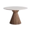 Mesa comedor toigne de estilo contemporáneo fabricado en madera tropical en color marrón combinado con mármol en color blanco. Producto desmontable.