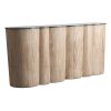 Barra de bar Kleit de estilo contemporáneo fabricado en madera de acacia en color marrón claro combinado con mármol mate en color negro.