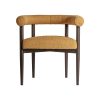 Silla neuffen de estilo art deco fabricado en poliéster en color mostaza combinado con madera de fresno.