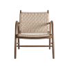 Sillón Larreule de estilo boho fabricado en madera roble en color marrón combinado con cuerda.