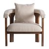 Sillón racoud de estilo contemporáneo fabricado en madera de mango en color marrón combinado con madera dm en color beige y poliéster. Producto desenfundable.