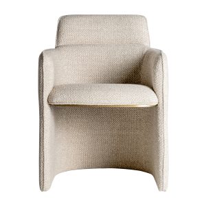 Sillón mayun de estilo art deco fabricado en poliéster en color beige combinado con hierro.