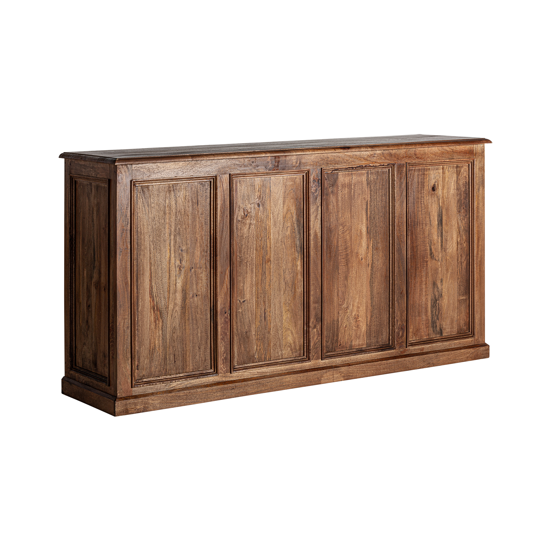 Mostrador agen de estilo colonial fabricado en madera de teka reciclada en color marrón.