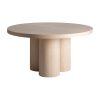 Mesa comedor Prayssac de estilo art deco fabricado en chapa de roble en color crema combinado con madera contrachapada y madera dm. Producto desmontable.