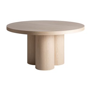 Mesa comedor Prayssac de estilo art deco fabricado en chapa de roble en color crema combinado con madera contrachapada y madera dm. Producto desmontable.
