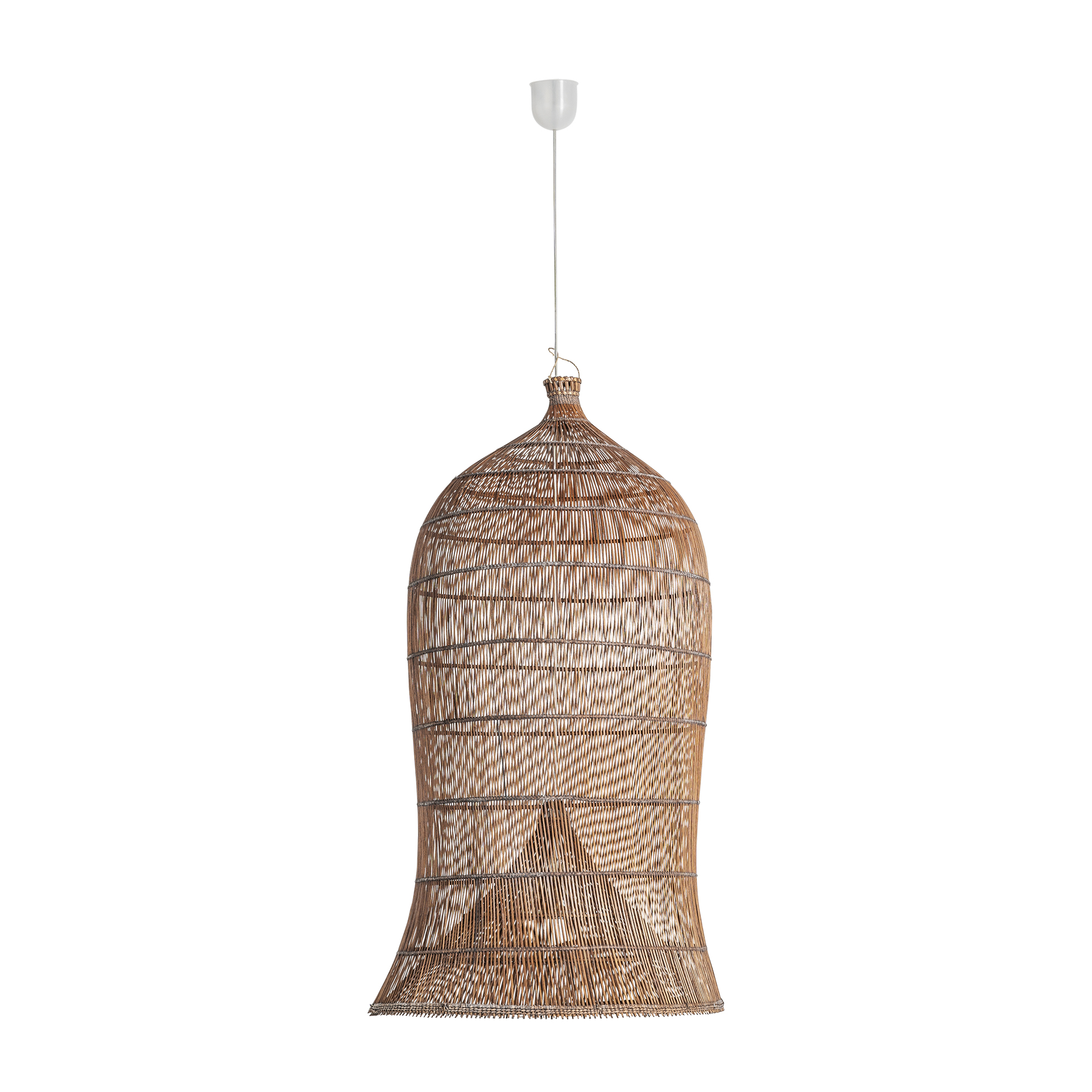 Lámpara de colgar Campana de estilo boho fabricado en bambú en color marrón.