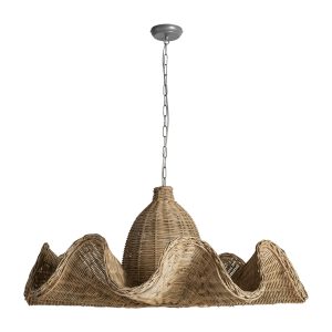 Lámpara de colgar Duna de estilo boho fabricado en ratán en color marrón.