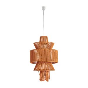 Lámpara de colgar Coral de estilo boho fabricado en algodón en color naranja.