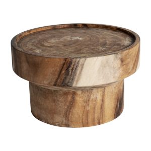 Mesa de centro barika de estilo étnico fabricado en madera suar en color marrón con acabado natural.