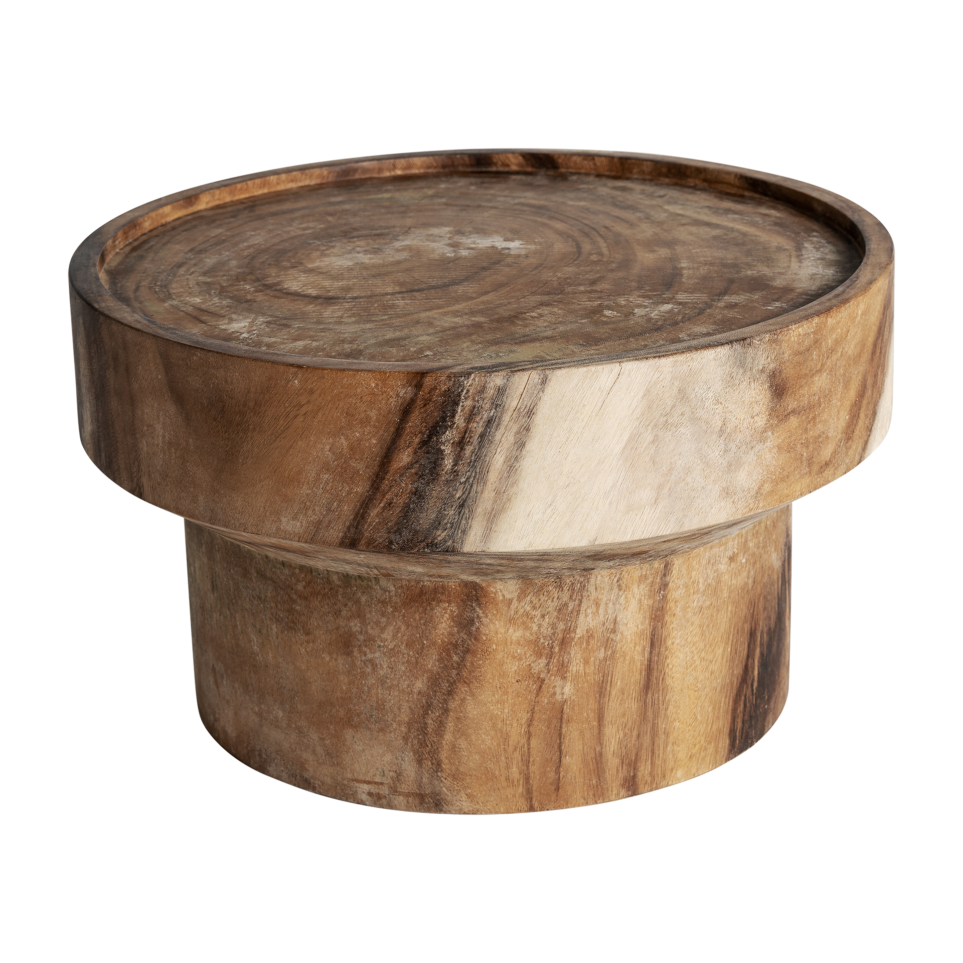 Mesa de centro barika de estilo étnico fabricado en madera suar en color marrón con acabado natural.