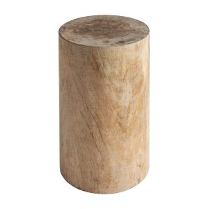 Taburete guelma de estilo étnico fabricado en madera suar en color marrón con acabado natural.