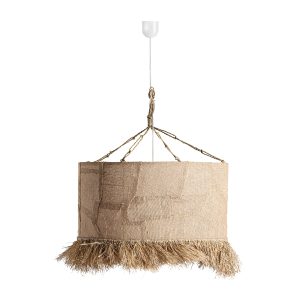 Lámpara de colgar Blashe de estilo boho fabricado en yute en color marrón.