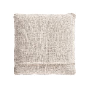 Cojín clancy de estilo provenzal fabricado en algodón en color blanco combinado con poliéster en color marrón.