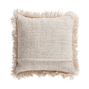 Cojín clancy de estilo provenzal fabricado en algodón en color tonos en marrón combinado con poliéster.