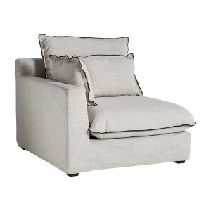 Módulo sofá esquinero Bief de estilo clásico fabricado en poliéster en color blanco roto combinado con madera de pino en color negro y espuma. Relleno: 65% espuma 20% fibra 10% pluma de pato 5% entretela. Producto desenfundable. Compatible con: 35595 35596 35597.