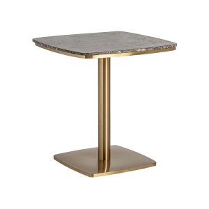 Mesa bar valreas de estilo art deco. Fabricado en mármol en color marrón combinado con acero inoxidable en color oro.