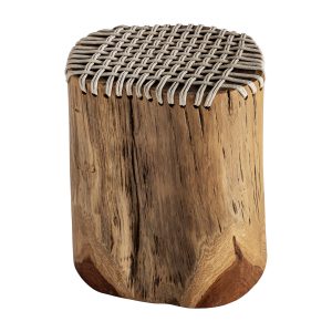 Mesa auxiliar obernai de estilo étnico fabricado en madera suar en color marrón con acabado natural.