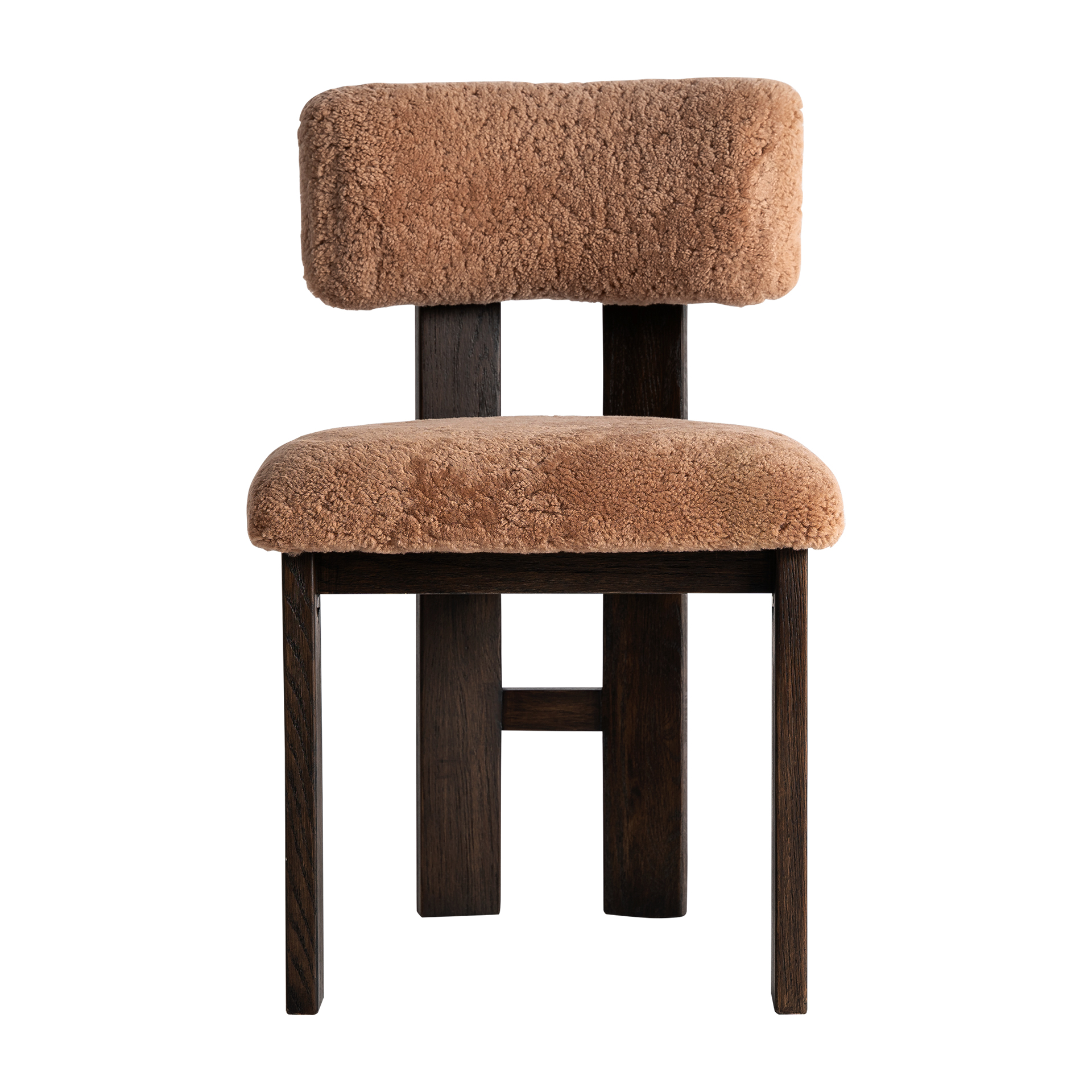 Silla Evje de estilo contemporáneo fabricado en madera de fresno en color marrón combinado con poliéster en color marrón.