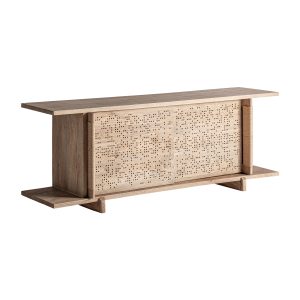 Aparador Jacquard de estilo contemporáneo fabricado en madera de mango en color marrón claro.