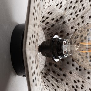 Lámpara de colgar jacquard de estilo contemporáneo. Fabricado en madera de mango en color marrón.