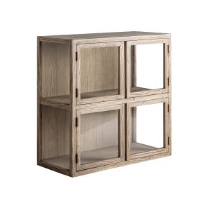 Vitrina modular Masein de estilo colonial fabricado en madera de olmo en color marrón claro.