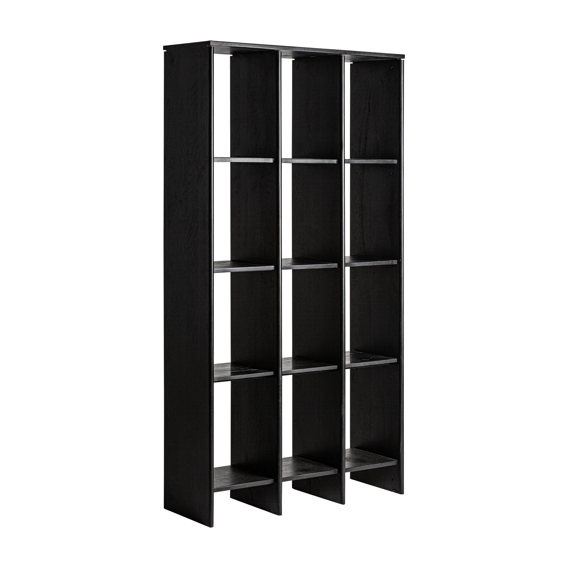 Estanteria nara de estilo contemporáneo fabricado en madera de mango en color negra combinado con mármol.