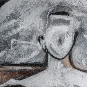 Lienzo menina de estilo contemporáneo fabricado en lienzo en color tonos oscuros con acabado artesanal.