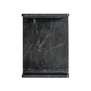 Mesa auxiliar Marquina de estilo art deco fabricado en mármol en color negra con acabado mate.