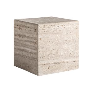 Mesa de centro Rapolano de estilo art deco fabricado en travertino en color beige con acabado mate.