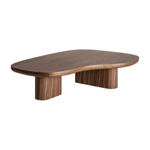 Mesa de centro dubí de estilo contemporáneo fabricado en madera dm en color marrón combinado con madera contrachapada. Producto desmontable.