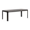 Mesa extensible Buken de estilo clásico fabricado en madera de fresno en color negro con acabado lacado combinado con chapa de madera y madera de caucho. Producto desmontable extensible.
