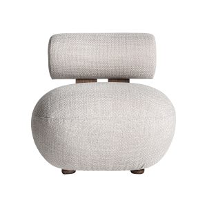 Sillón tielt de estilo contemporáneo fabricado en madera de fresno en color blanco roto combinado con espuma y poliéster.