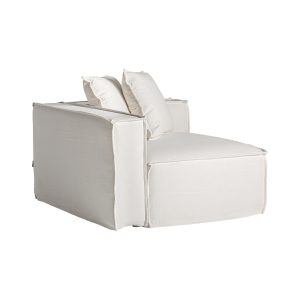 Módulo sofá esquinero izquierda virolle de estilo colonial fabricado en lino en color blanco con acabado liso combinado con algodón y espuma. Producto desenfundable. Compatible con: 36088.