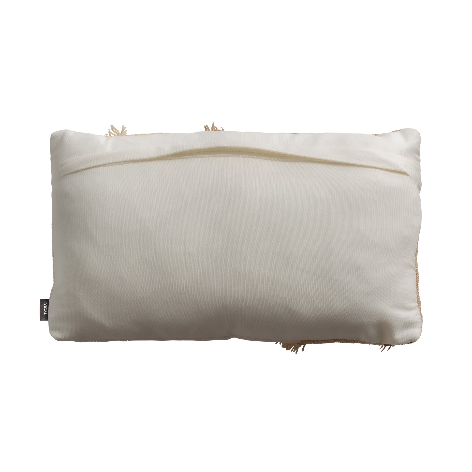 Cojín euken de estilo clásico fabricado en algodón en color tonos en marrón combinado con terciopelo en color blanco con acabado liso y guata sintética.