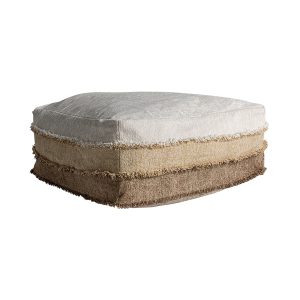 Puff euken de estilo clásico fabricado en algodón en color tonos en marrón combinado con terciopelo en color beige con acabado liso y guata sintética. Producto desenfundable.