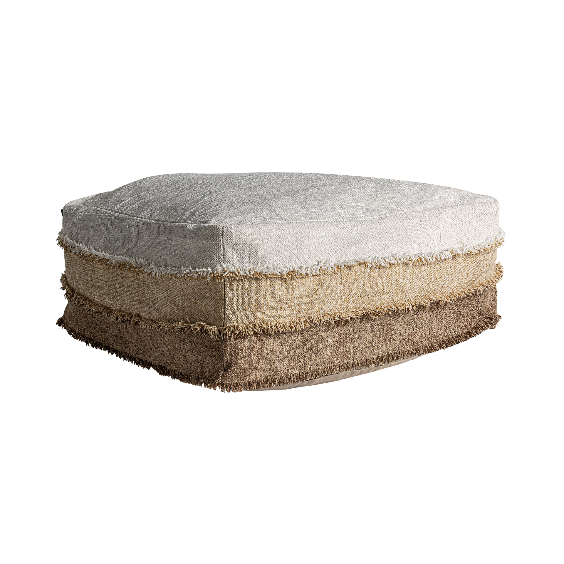 Puff euken de estilo clásico fabricado en algodón en color tonos en marrón combinado con terciopelo en color beige con acabado liso y guata sintética. Producto desenfundable.