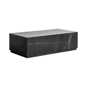 Mesa de centro Laiz de estilo art deco fabricado en mármol en color negro.