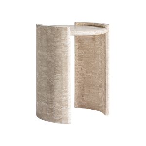 Mesa auxiliar Thiennes de estilo art deco fabricado en travertino en color beige.