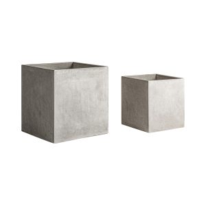 Macetero j 2 Loris de estilo industrial fabricado en terracota en color gris.