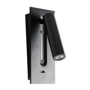 Aplique Nahie de estilo contemporáneo fabricado en aluminio en color negro combinado con acero en color negro.