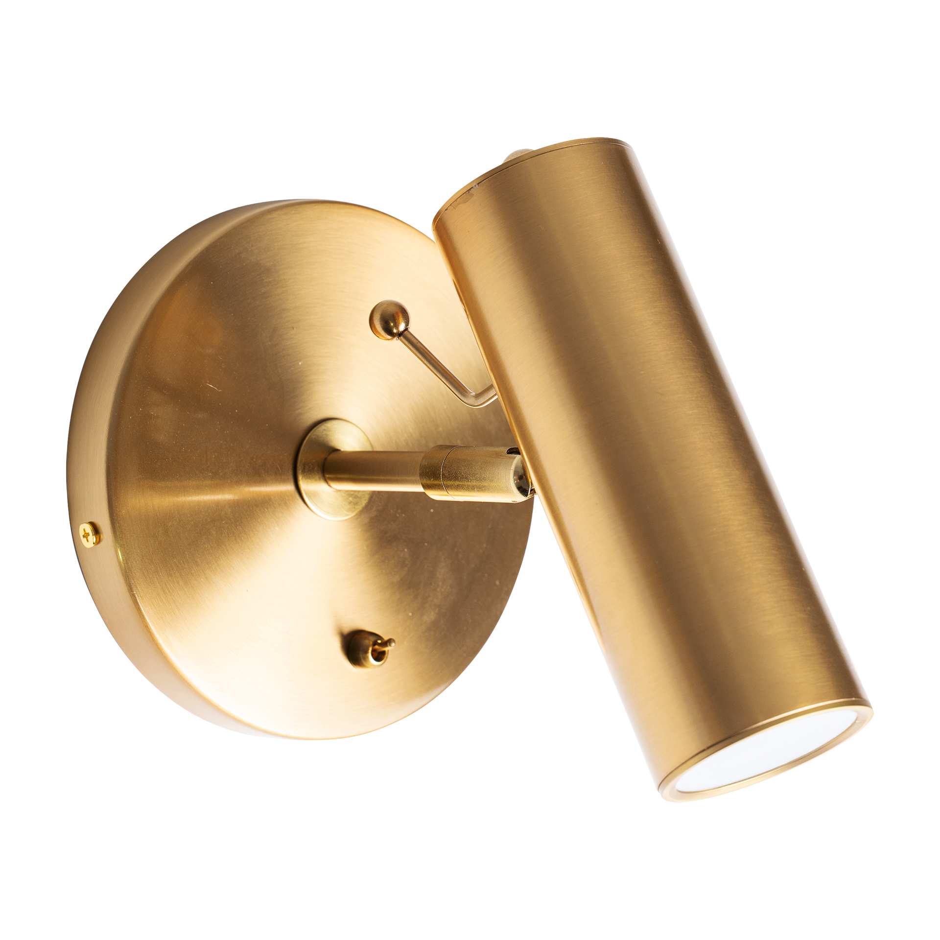 Aplique Zoe de estilo art deco fabricado en acero en color oro combinado con acrílico en color blanco.