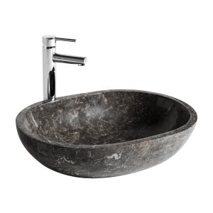 Lavabo Cares de estilo contemporáneo fabricado en mármol en color gris.